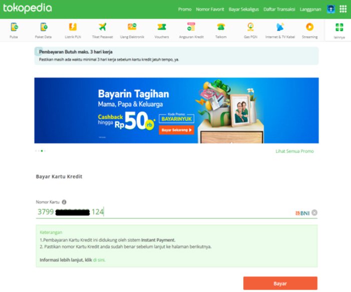 Pembayaran Melalui Tokopedia Step 2