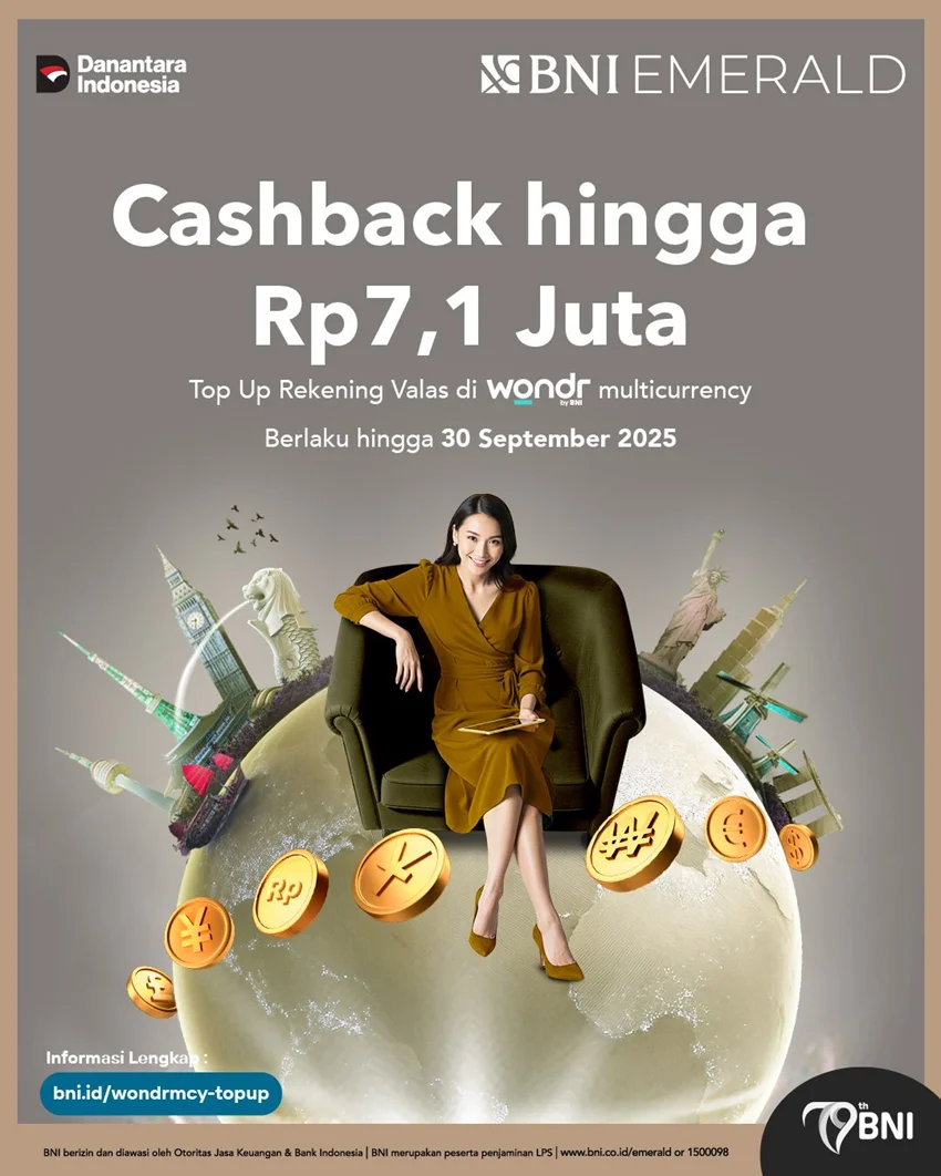 Cashback hingga Rp 7,1 juta, Top up di Rekening Valas wondr multicurrency